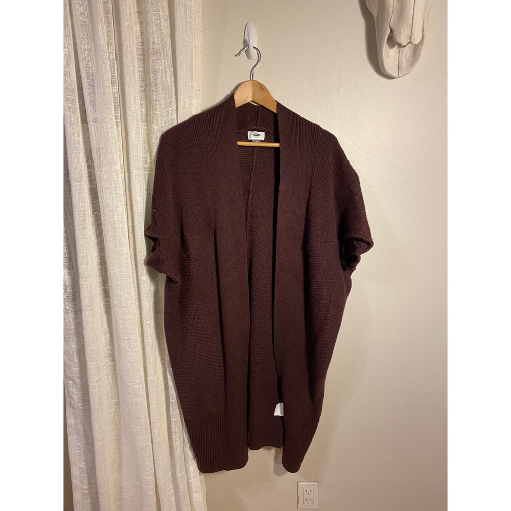 Long Oversized Short Sleeve Cardigan